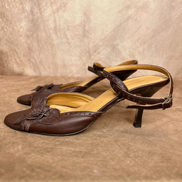 Vintage Y2K Banana Republic Strappy Kitten Heel Floral Open Toe Shoes Euro Indie - Picture 3 of 10